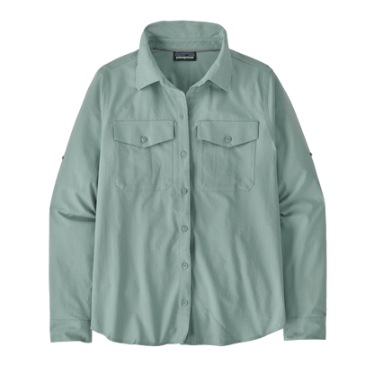 PATAGONIA WOMEN'S LONG SLEEVE SELF-GUIDED SUN SHIRT - THERMAL BLUE FRONT