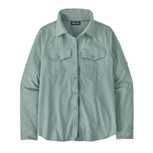 PATAGONIA WOMEN'S LONG SLEEVE SELF-GUIDED SUN SHIRT - THERMAL BLUE FRONT