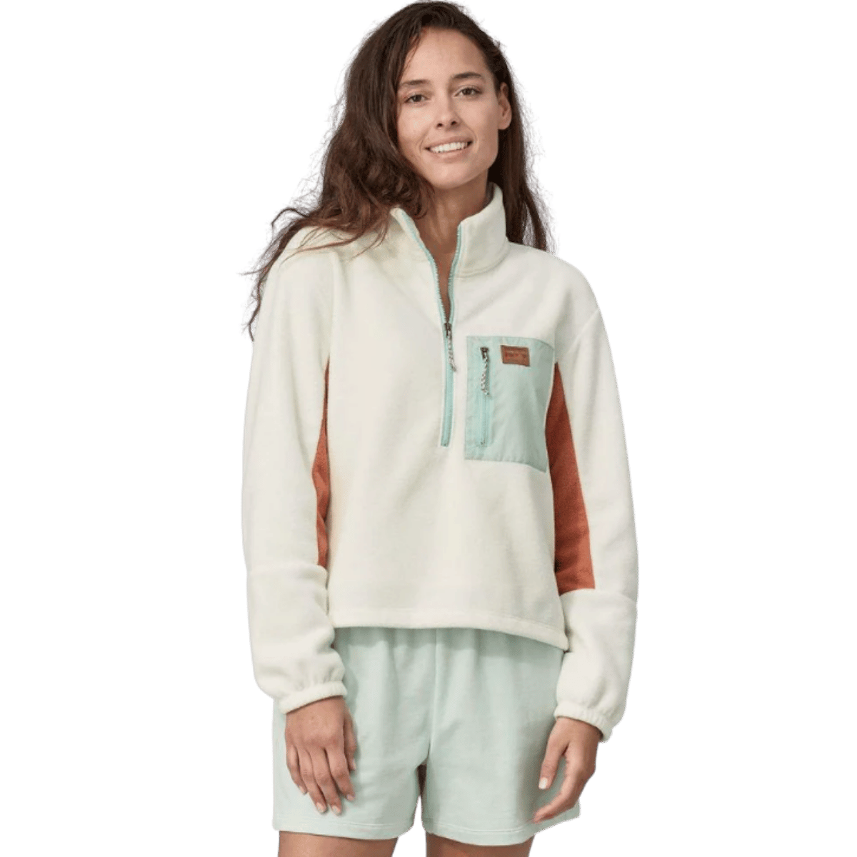 PATAGONIA WOMEN'S MICRODINI 1/2 ZIP FLEECE PULLOVER - BIRCH WHITE
