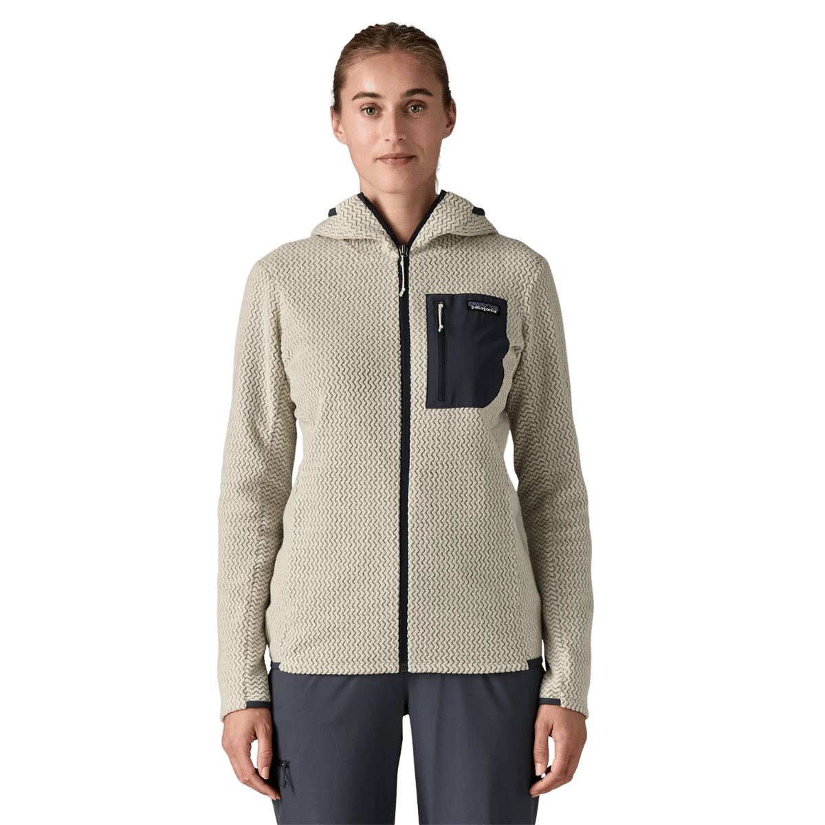 PATAGONIA WOMEN'S R1 AIR FULL-ZIP HOODY - WOOL WHITE  WW FRONT