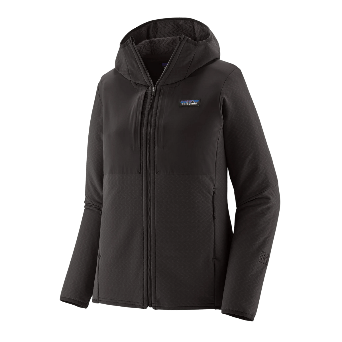 PATAGONIA WOMEN'S R2 CROSSSTRATA HOODY - BLACK FRONT
