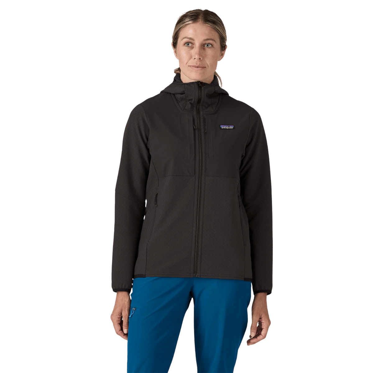 PATAGONIA WOMEN'S R2 CROSSSTRATA HOODY - BLACK WW FRONT