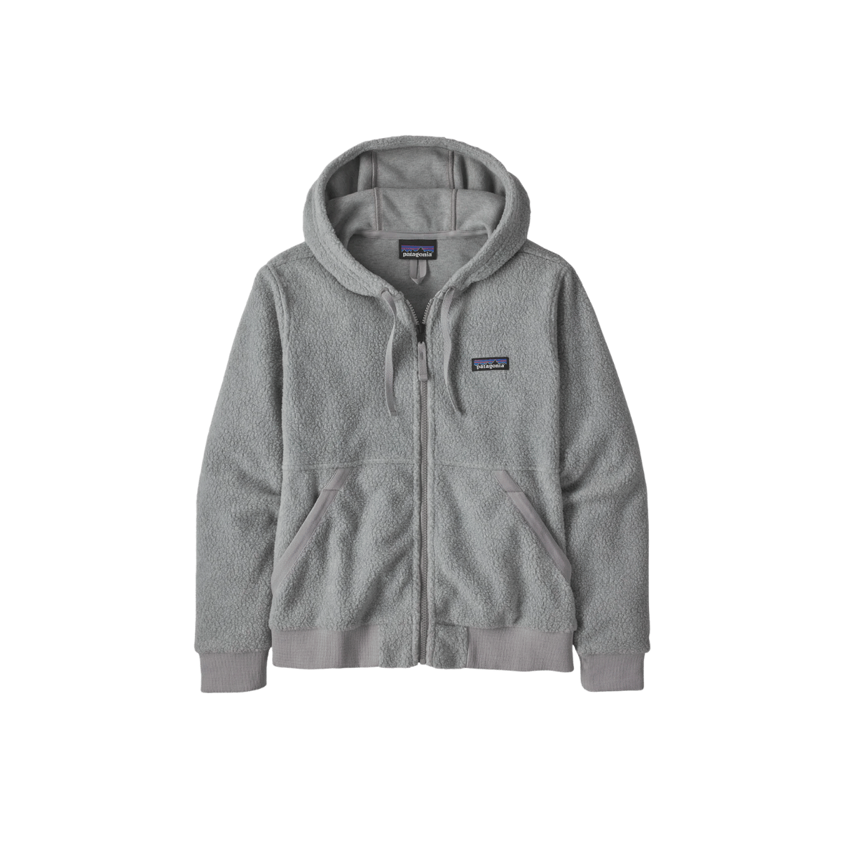 PATAGONIA WOMEN'S SHEARLING HOODY, SALT GREY COLOR, FRONT ANGLE, SM, MD, LG, XL