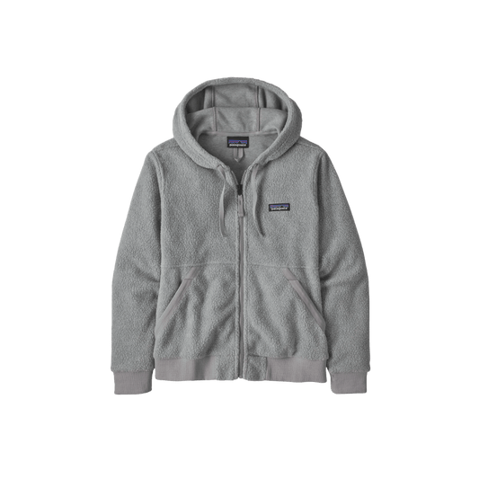 PATAGONIA WOMEN'S SHEARLING HOODY, SALT GREY COLOR, FRONT ANGLE, SM, MD, LG, XL