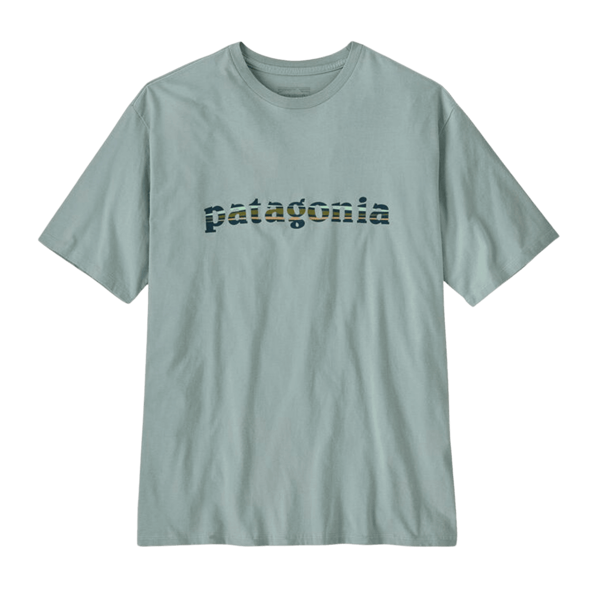PATAGONIA '73 TEXT LOGO ORGANIC TEE - THERMAL BLUE FRONT