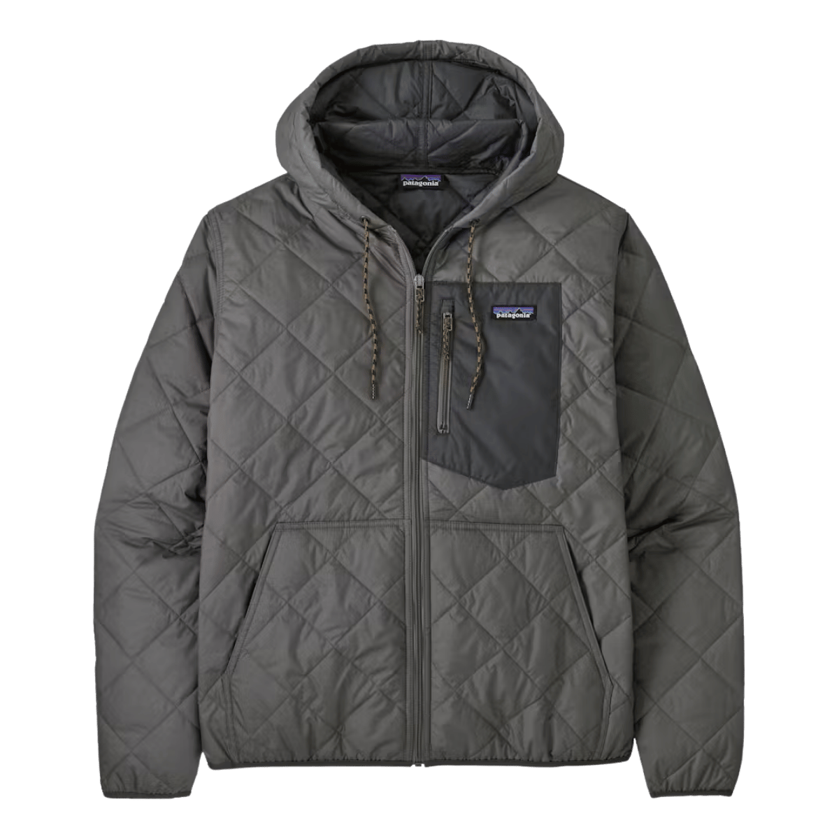 PATAGONIA DIAMOND QUILTED BOMBER HOODY - NOBLE GREY FRONT