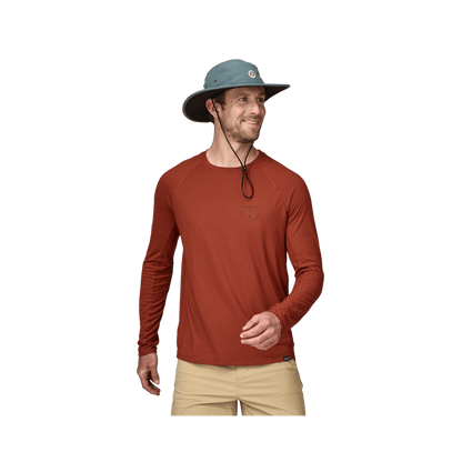 PATAGONIA MEN'S LONG SLEEVED CAPILENE COOL TRAIL GRAPH SHIRT - MANGROVE RED FRONT