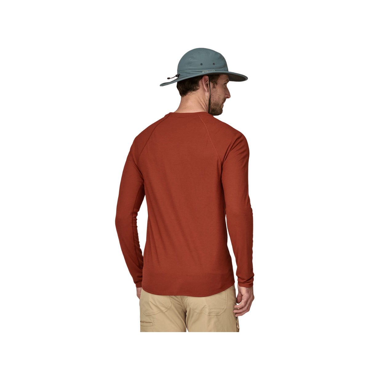 PATAGONIA MEN'S LONG SLEEVED CAPILENE COOL TRAIL GRAPH SHIRT - MANGROVE RED BACK