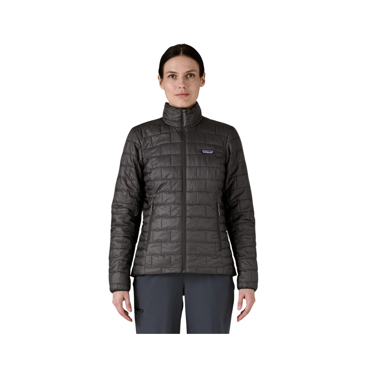 PATAGONIA WOMEN LIGHTWEIGHT NANO PUFF JACKET - BLACK front view
