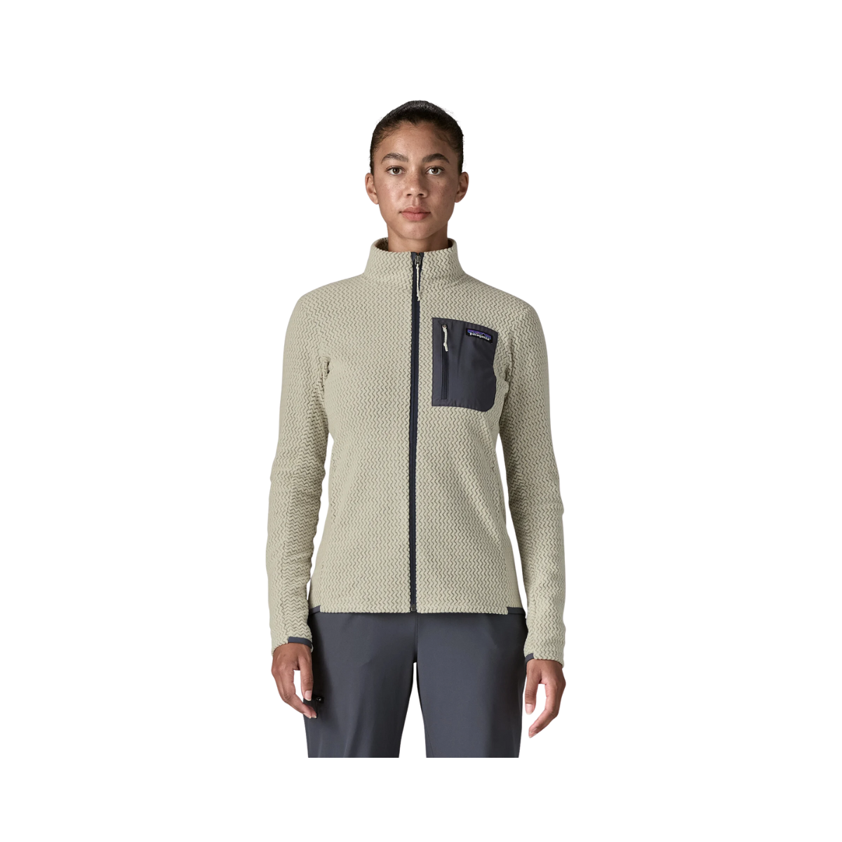 PATAGONIA WOMEN'S LIGHTWEIGHT R1 AIR FLEECE JACKET - WOOL WHITE front view