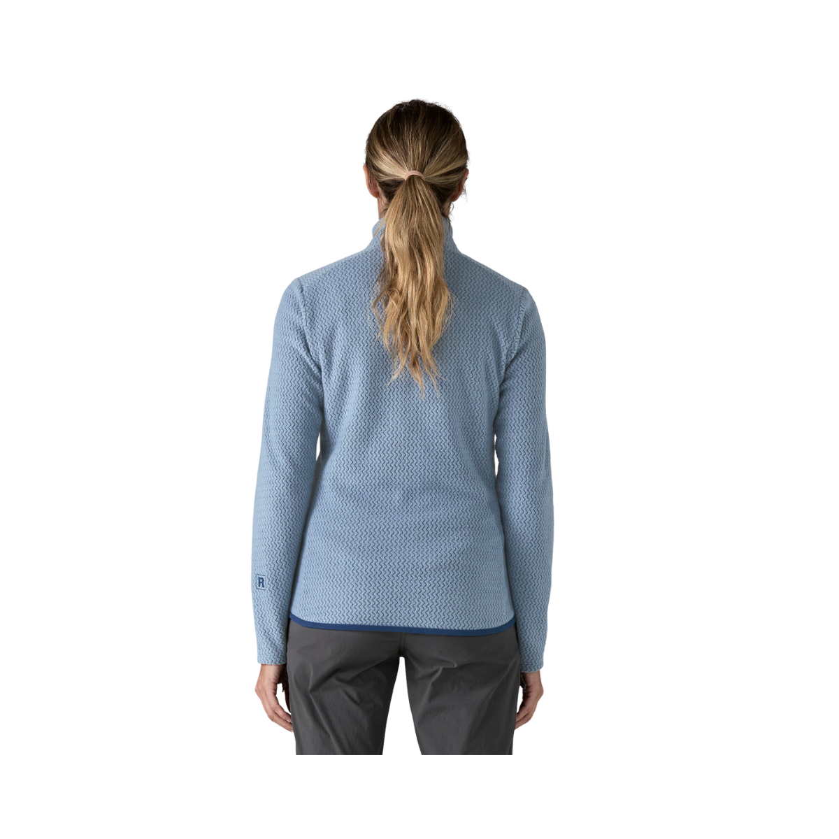 PATAGONIA WOMEN'S LIGHTWEIGHT R1 AIR JACKET - BARNACLE BLUE back view