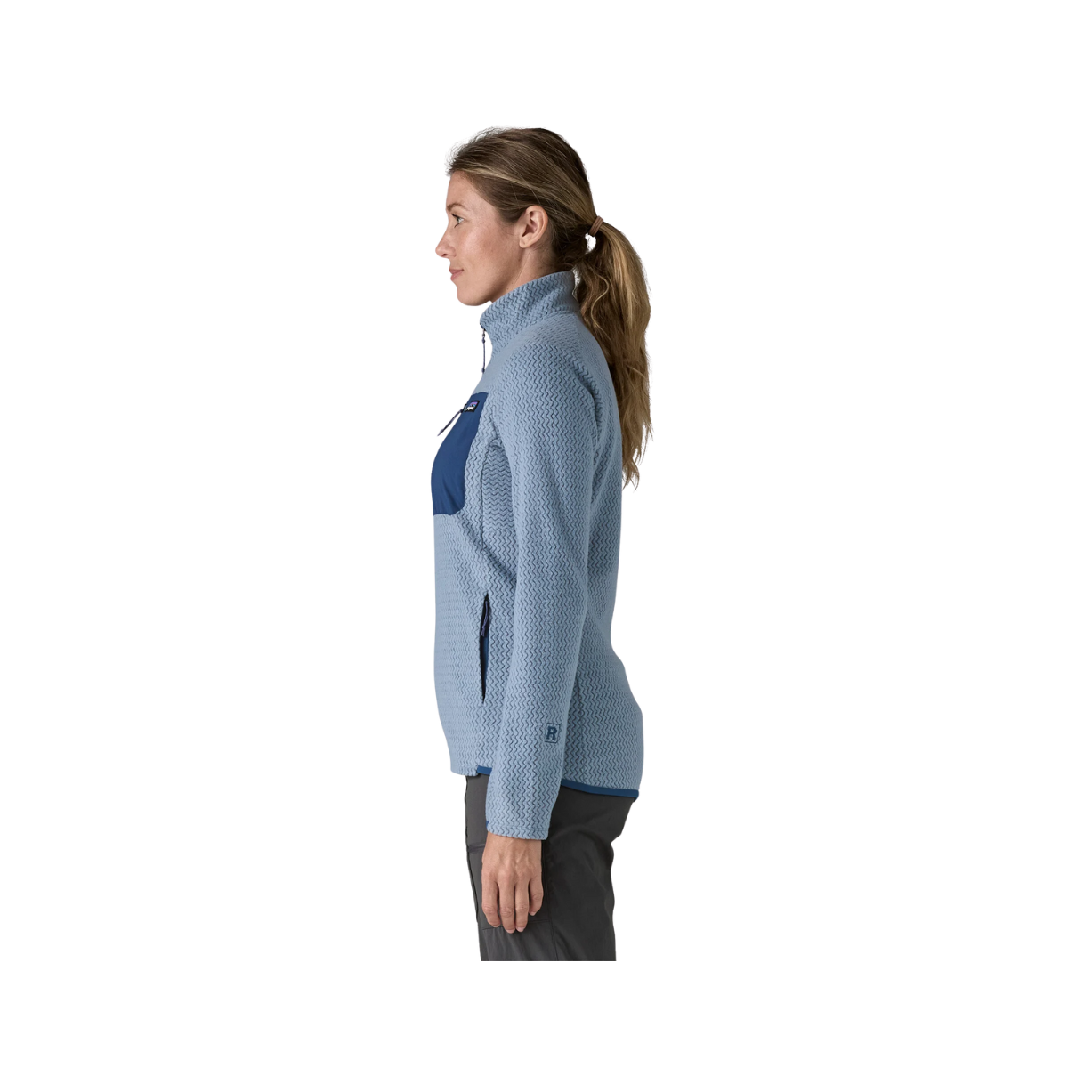 PATAGONIA WOMEN'S LIGHTWEIGHT R1 AIR JACKET - BARNACLE BLUE side view