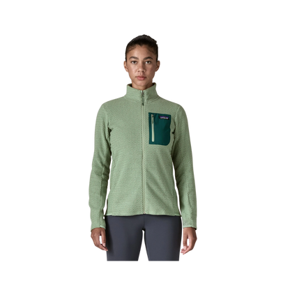 PATAGONIA WOMEN'S LIGHTWEIGHT R1 AIR JACKET - ELLWOOD GREEN front view
