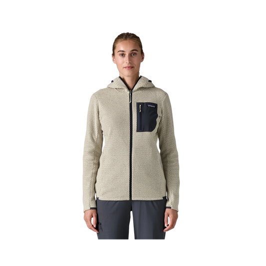 PATAGONIA WOMEN'S R1 AIR FLEECE FULL-ZIP HOODY - WOOL WHITE front view