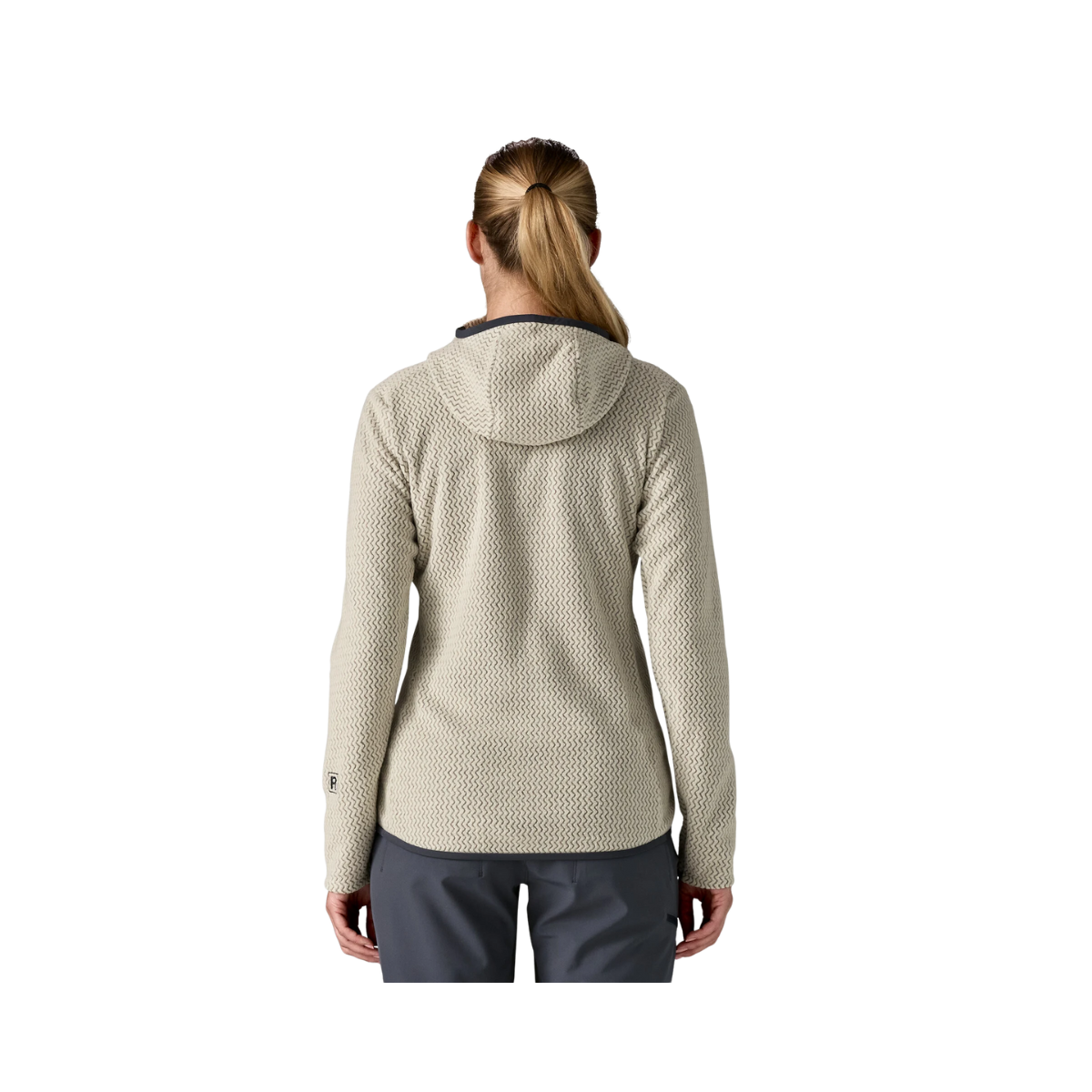 PATAGONIA WOMEN'S R1 AIR FLEECE FULL-ZIP HOODY - WOOL WHITE back view