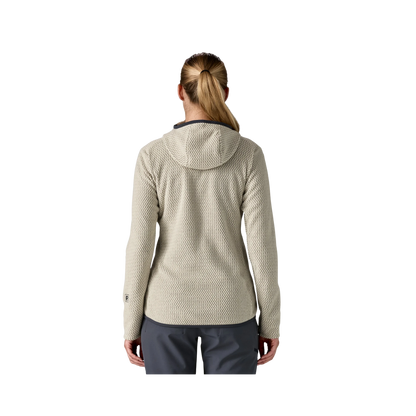 PATAGONIA WOMEN'S R1 AIR FLEECE FULL-ZIP HOODY - WOOL WHITE back view