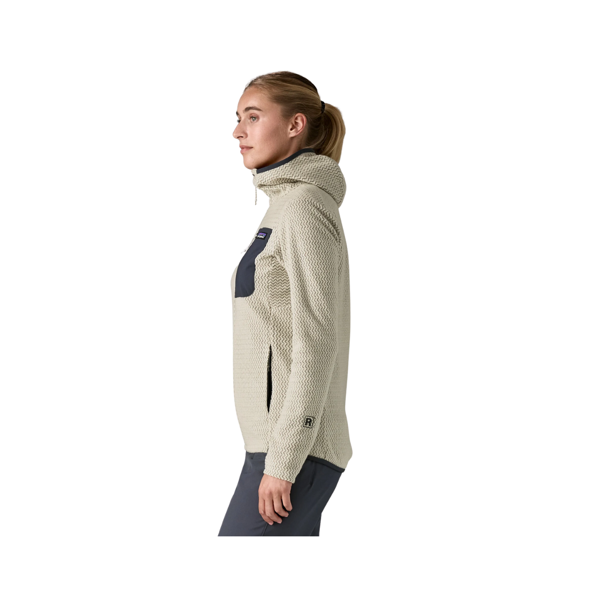 PATAGONIA WOMEN'S R1 AIR FLEECE FULL-ZIP HOODY - WOOL WHITE side view