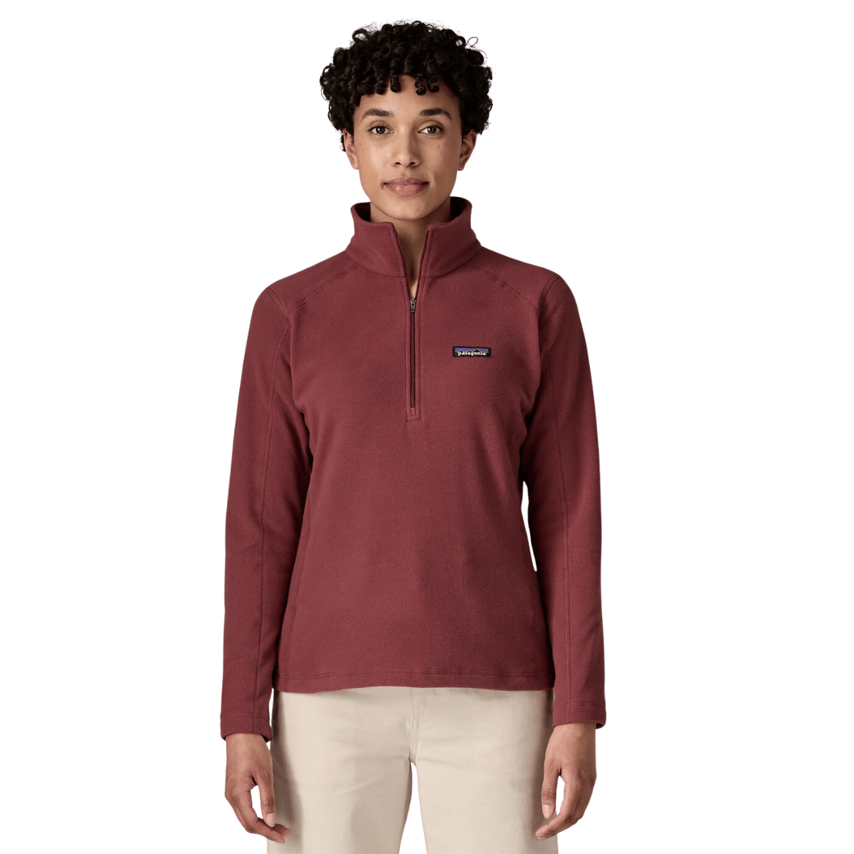 PATAGONIA WOMEN'S MICRO D 1/4 ZIP - SEQUOIA RED WW FRONT