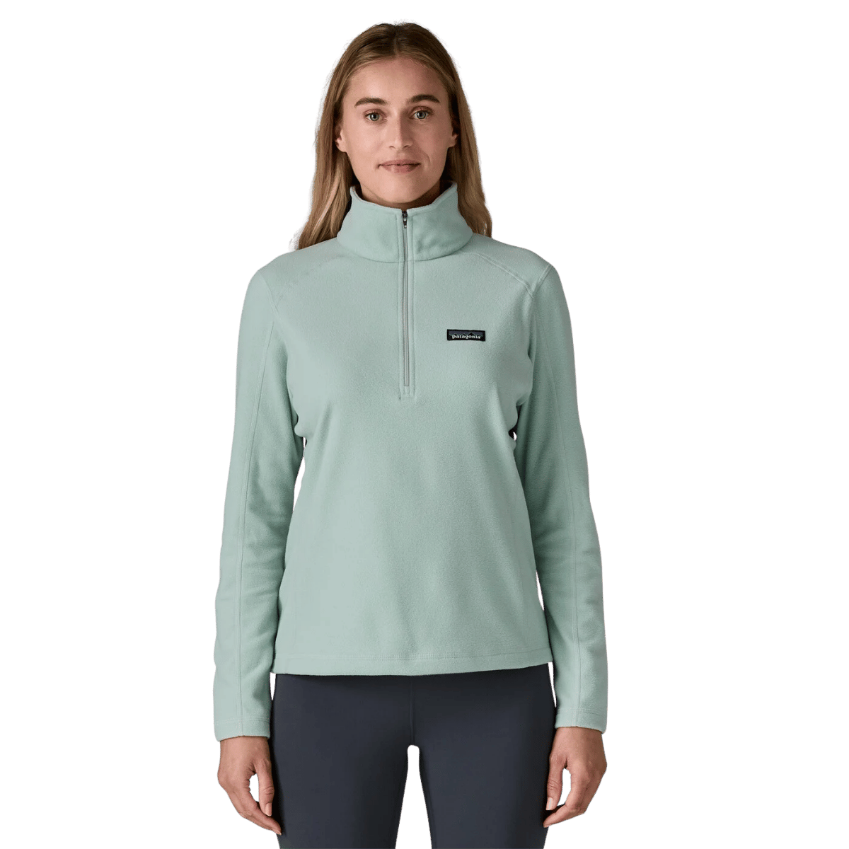 PATAGONIA WOMEN'S MICRO D 1/4 ZIP - VIRTUALLY BLUE WW FRONT