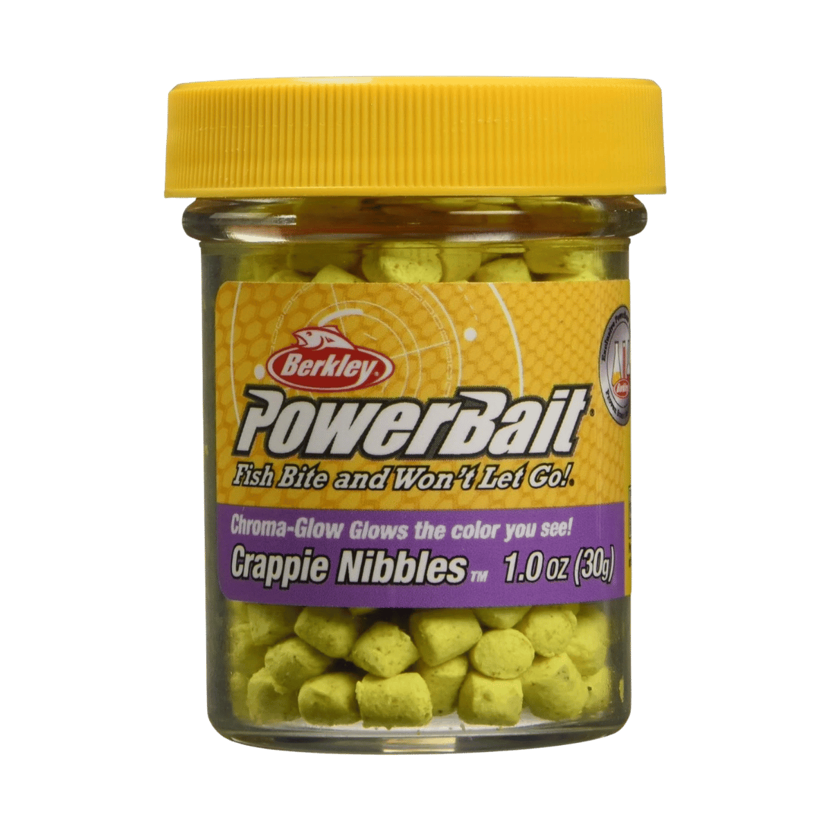 BERKLEY POWER BAIT CHROMA-GLOW CRAPPIE NIBBLES GLOW YELLOW - 1