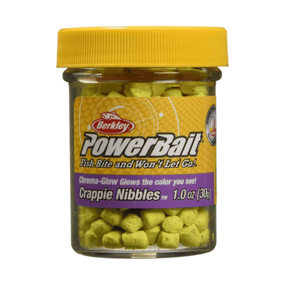 BERKLEY POWER BAIT CHROMA-GLOW CRAPPIE NIBBLES GLOW YELLOW - 1