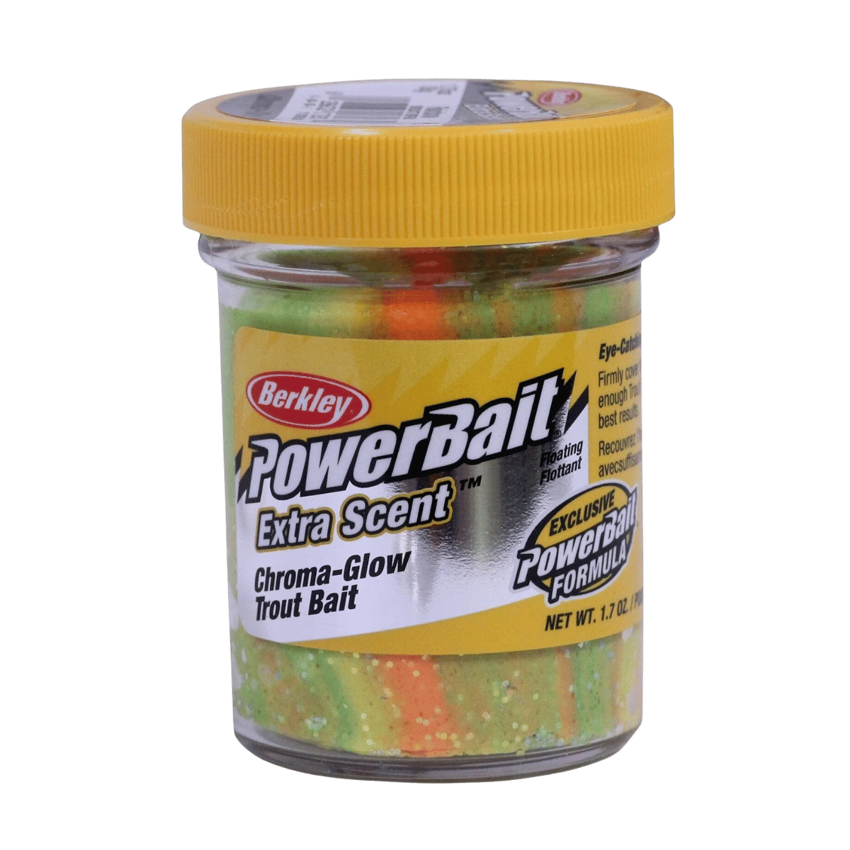 BERKLEY POWER BAIT GLITTER CHROMA GLOW DOUGH FISH LURE 1.75 OZ RAINBOW GLITTER - 1