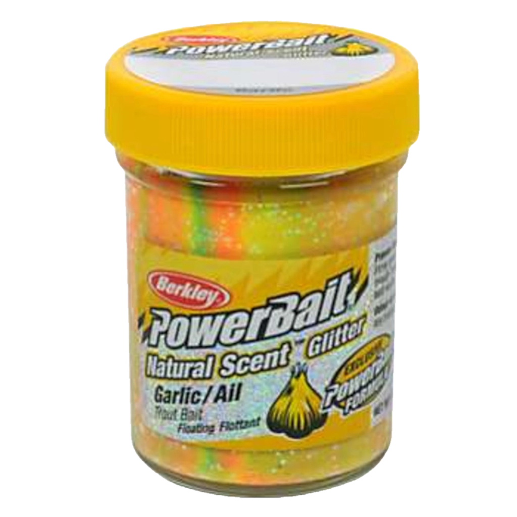 BERKLEY POWERBAIT NATURAL GLITTER TROUT RAINBOW-GARLIC