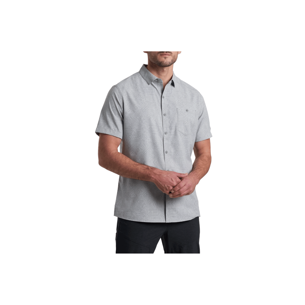 KUHL MEN'S PERSUADR SHORT SLEEVE - ASH - FRONT VIEW
