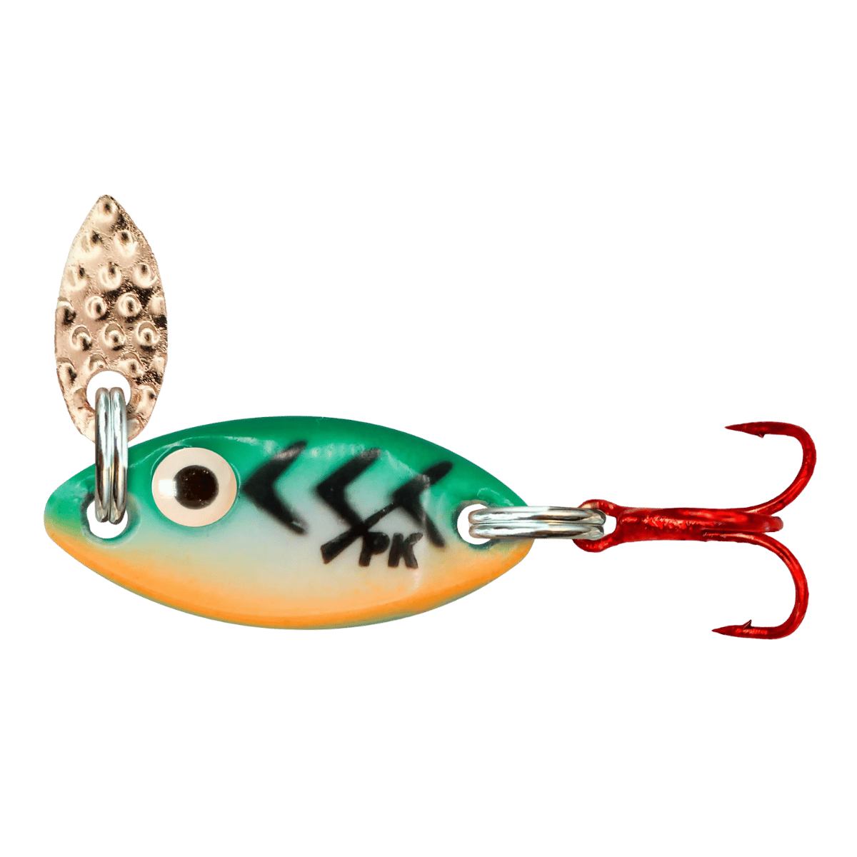 PK LURES TUNGSTEN PREDATOR FLASH SPOON 1/16 OZ. FIRE TIGER GLOW