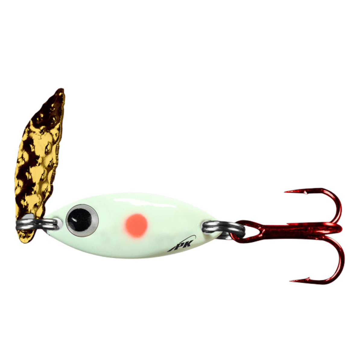 PK LURES TUNGSTEN PREDATOR FLASH SPOON 1/16 OZ. RED DOT GLOW
