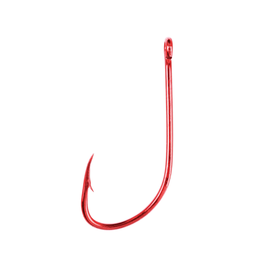 EAGLE CLAW PLAIN SHANK STRAIGHT EYE OFFSET 10PK SIZE 8 RED