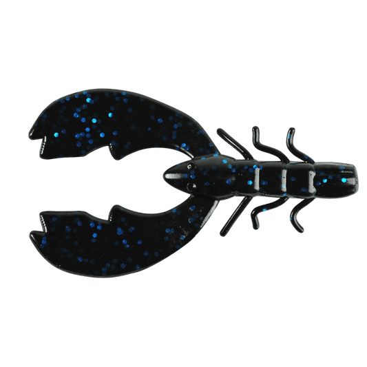 BERKLEY POWERBAIT CHIGGER CRAW FISHING LURE BLACK 4IN W/BLUE FLECK