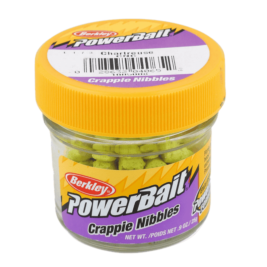 BERKLEY POWERBAIT CRAPPIE NIBBLES FISHING LURE CHARTREUSE SM JAR