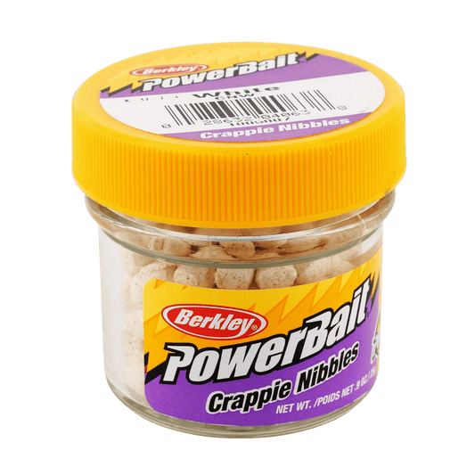 BERKLEY POWERBAIT CRAPPIE NIBBLES FISHING LURE SM JAR - WHITE