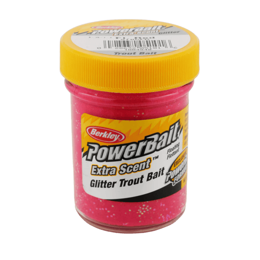 BERKLEY POWERBAIT GLITTER TROUT BAIT FLUORESCENT FISHING LURE 1-3/4OZ RED