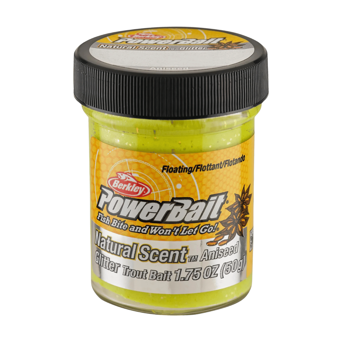 BERKLEY POWER BAIT NATURAL GLITTER TROUT BAIT FISHING LURE - SUNSHINE YELLOW