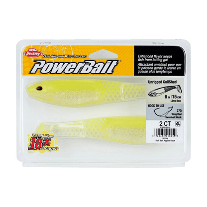 BERKLEY POWERBAIT CULLSHAD 6IN UNRIGGED SWIMBAIT - LIME ICE IN PACK