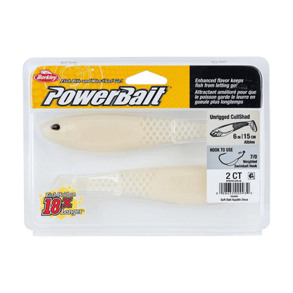 BERKLEY POWERBAIT CULLSHAD 6IN UNRIGGED SWIMBAIT - ALBINO IN PACK