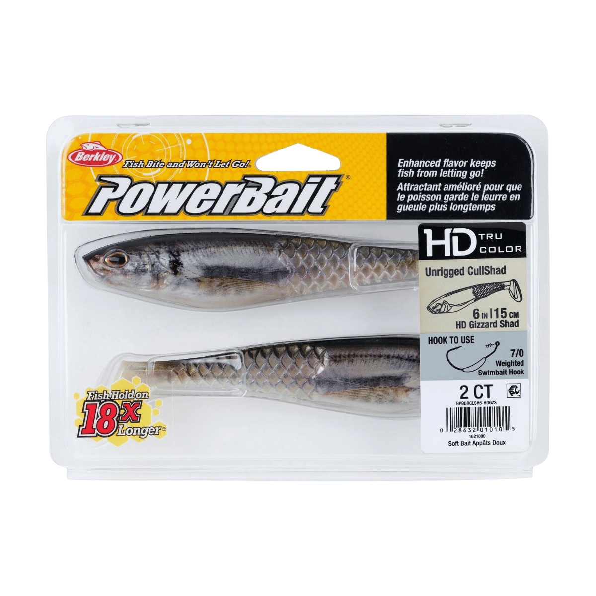 BERKLEY POWERBAIT CULLSHAD 6IN UNRIGGED SWIMBAIT - HD GIZZARD SHAD IN PACK