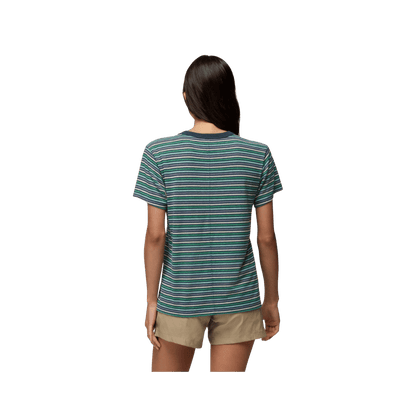 PRANA COZY UP SHORT SLEEVE CREW, BLUFF BLUE STRIPE, BACK ANGLE, SM, MD, LG, XL