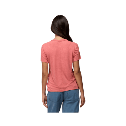 PRANA COZY UP SHORT SLEEVE CREW, GUAVA, BACK ANGLE, SM, MD, LG, XL