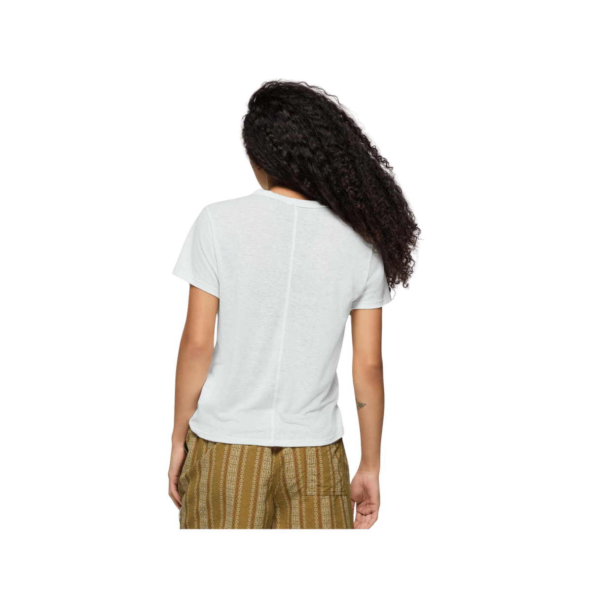 PRANA COZY UP SHORT SLEEVE CREW, SOFT WHITE, BACK ANGLE, SM, MD, LG, XL