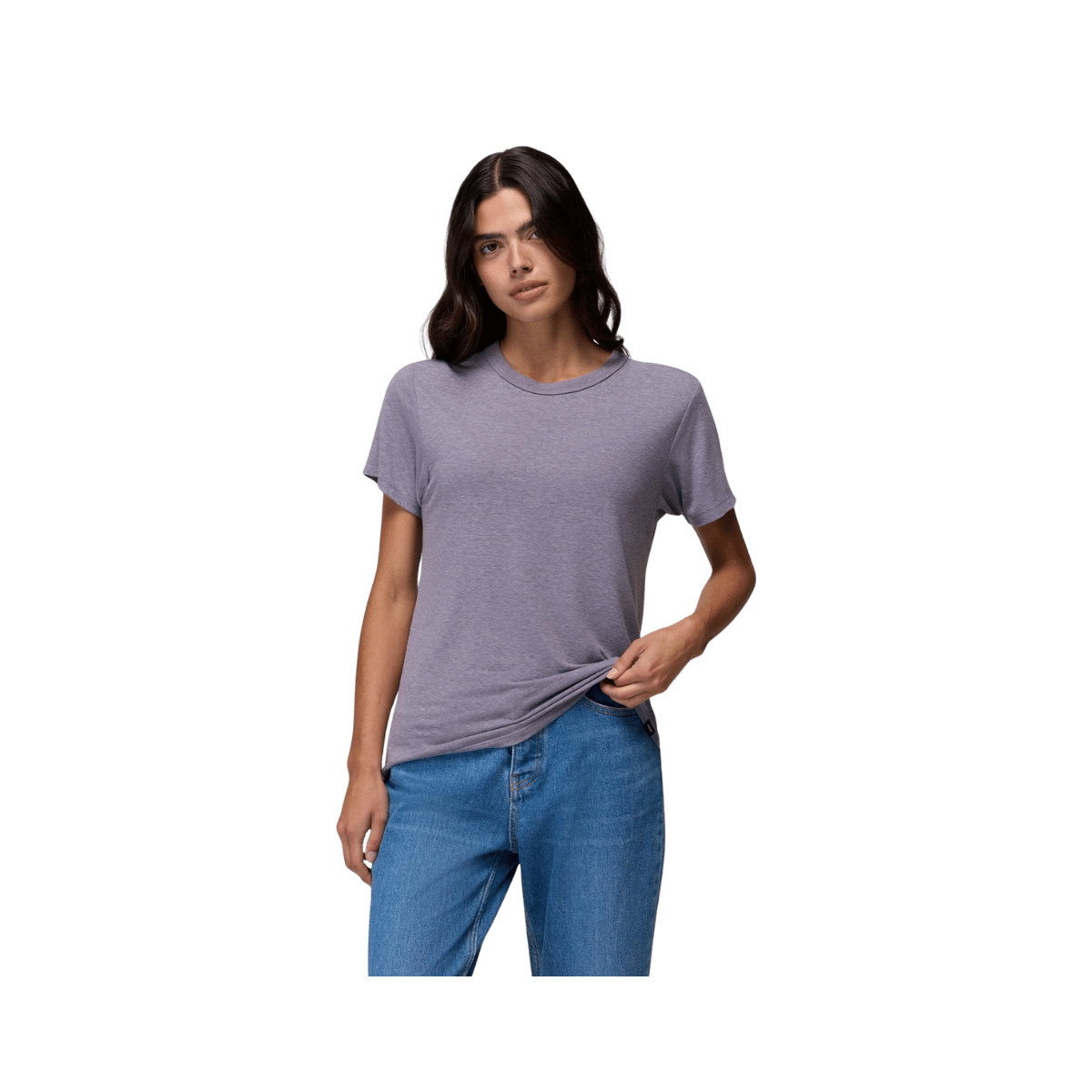 PRANA COZY UP SHORT SLEEVE CREW, TARO, FRONT ANGLE, SM, MD, LG, XL