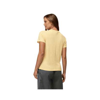PRANA COZY UP SHORT SLEEVE CREW, VANILLA BEAN, BACK ANGLE, SM, MD, LG, XL