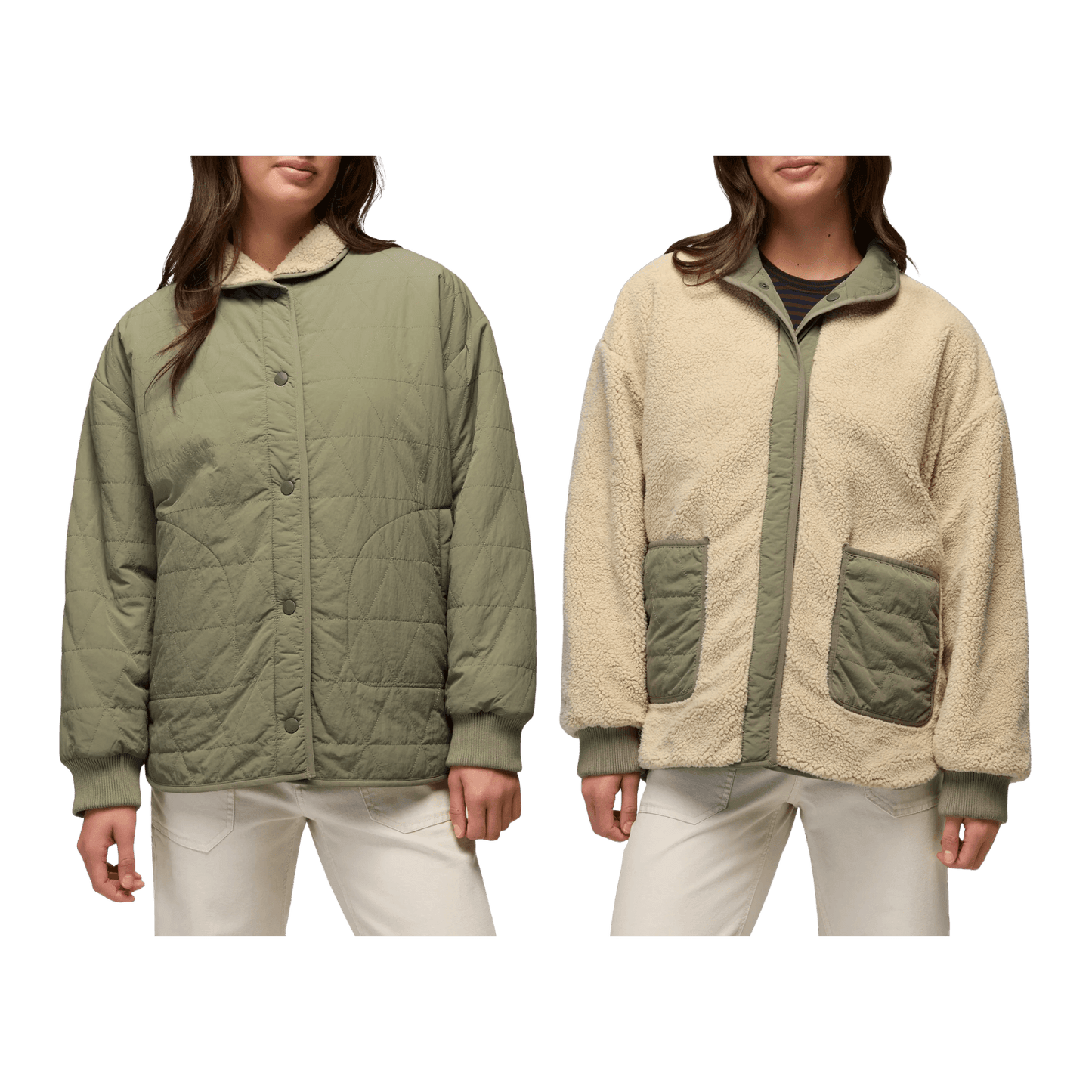 PRANA W ENCINITAS REVERSIBLE COAT SAGE STONE
