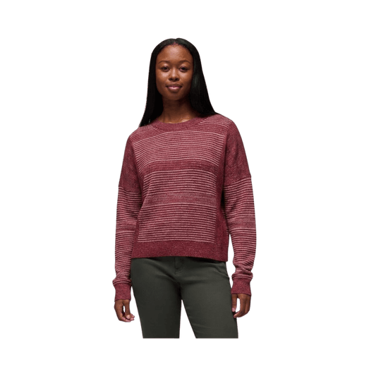 PRANA W TOUCHSTONE LS CREW NEWBERRY HEATHER STRIPE