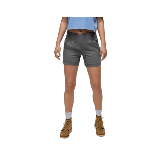 PRANA WOMEN'S KOEN 5" SHORT, GRAVEL, FRONT ANGLE, SM, MD, LG, XL