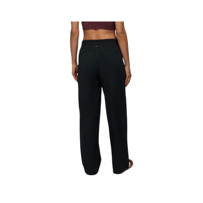PRANA WOMEN'S KOEN MID RISE WIDE LEG PANT, BLACK, BACK ANGLE, SM, MD, LG, XL