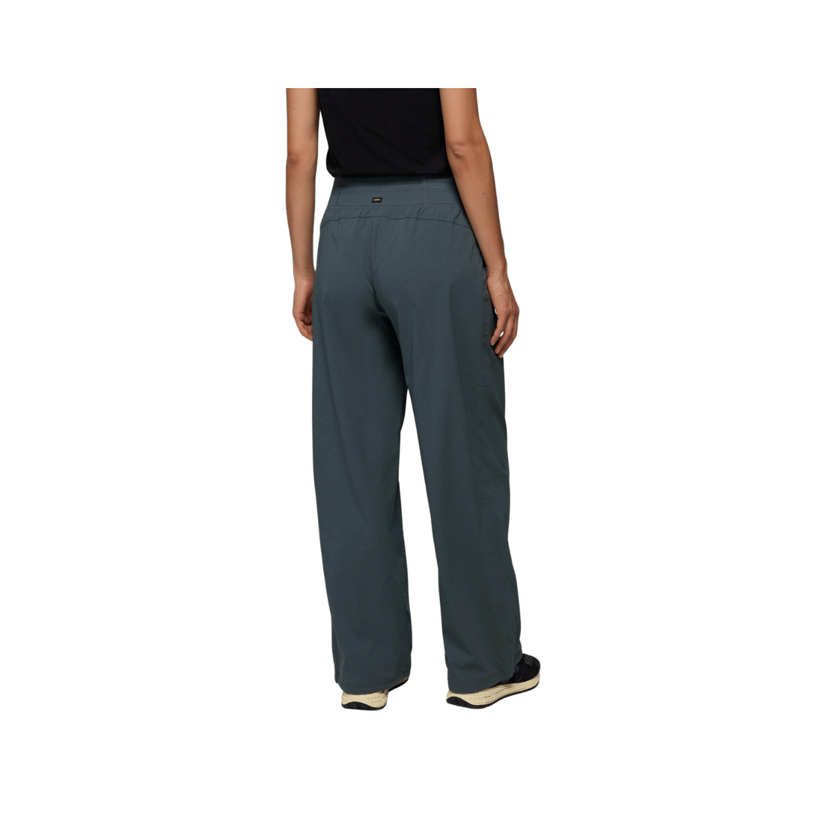 PRANA WOMEN'S KOEN MID RISE WIDE LEG PANT, GREY BLUE, BACK ANGLE, SM, MD, LG, XL