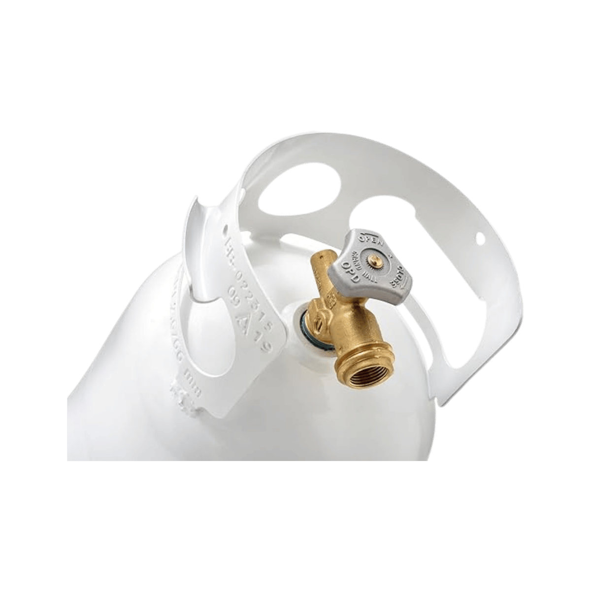 FLAME KING 5LB STEEL PROPANE CYLINDER - CLOSER VIEW